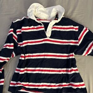 Brandy Melville Striped Collared Cropped long sleeve